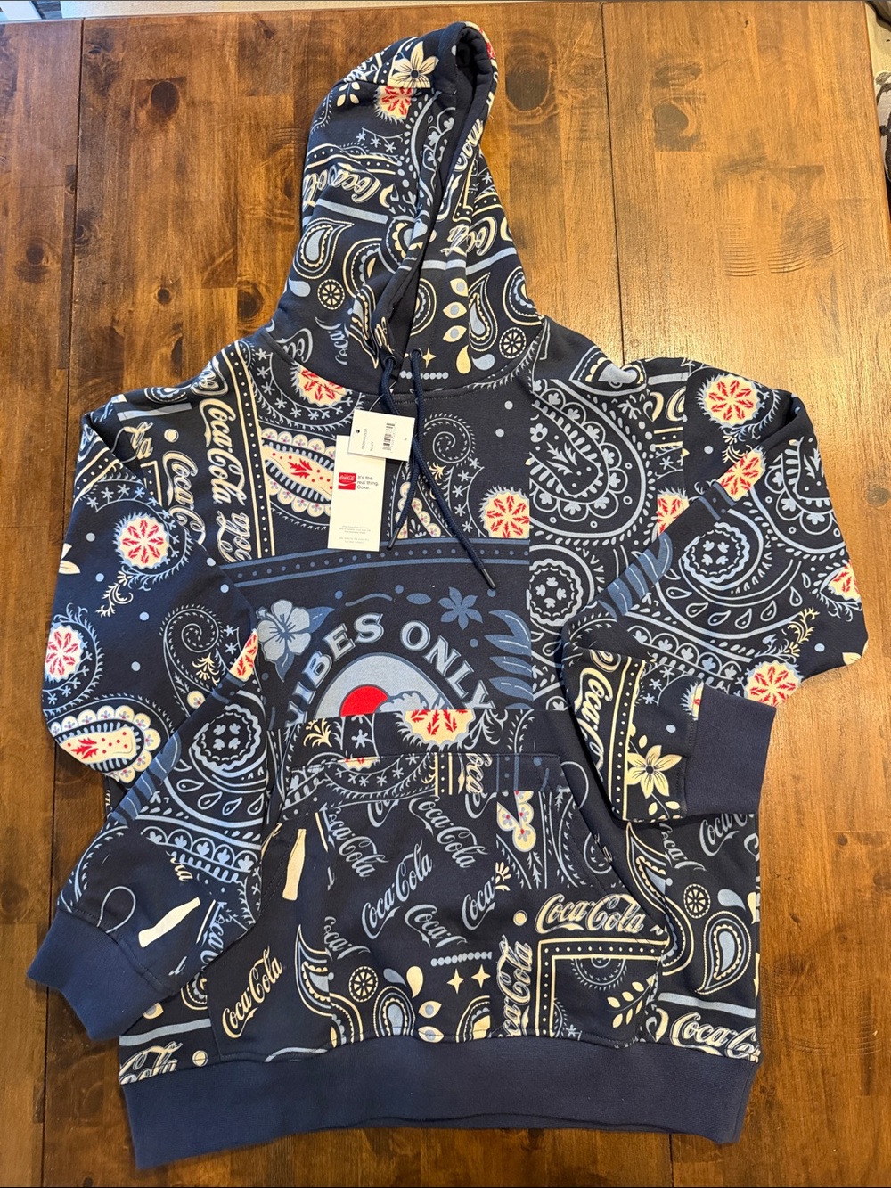 Coca Cola special edition Men’s Navy Paisley Graphic Crewneck Hoodie